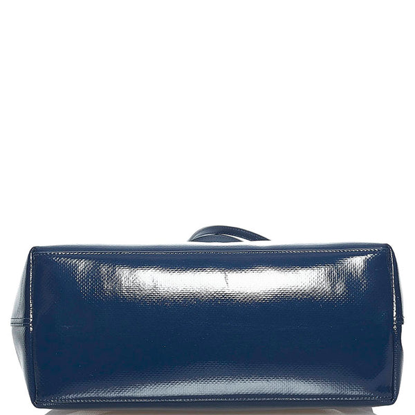 ケイトスペード ロゴ バイカラー トートバッグ ブルー ネイビー キャンバス レザー レディース Kate Spade 【中古】