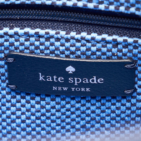 ケイトスペード ロゴ バイカラー トートバッグ ブルー ネイビー キャンバス レザー レディース Kate Spade 【中古】