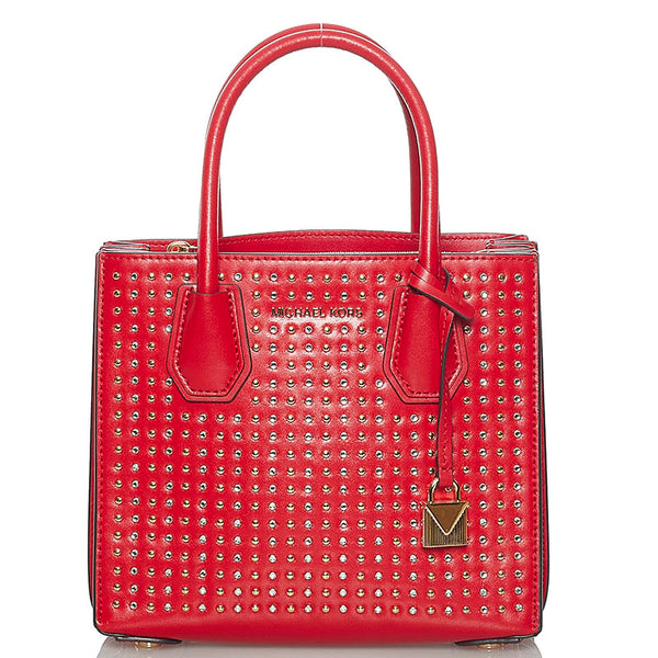 マイケルコース スタッズ ハンドバッグ ショルダーバッグ 2WAY レッド レザー レディース Michael Kors 【中古】