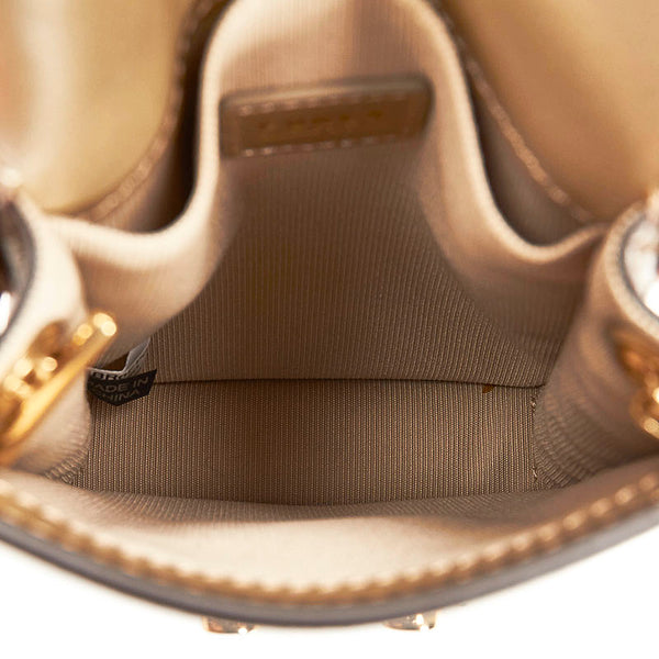 フルラ メトロポリス チェーン ミニ ショルダーバッグ スマートフォンバッグ シルバー ピンクゴールド レザー レディース Furla 【中古】