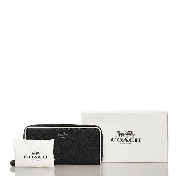 コーチ ラウンドファスナー 長財布 F12585 ブラック レザー レディース COACH 【中古】