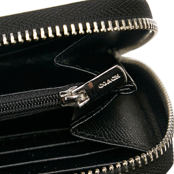 コーチ ラウンドファスナー 長財布 F12585 ブラック レザー レディース COACH 【中古】