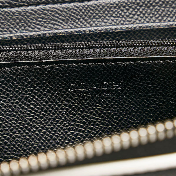 コーチ ラウンドファスナー 長財布 F12585 ブラック レザー レディース COACH 【中古】