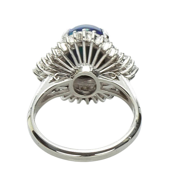 Pt900 プラチナ ブラックオパール2.54ct ダイヤ0.77ct カボション リング 指輪 レディース 11号 【中古】