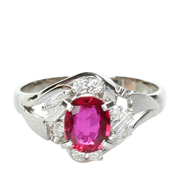 Pt900 プラチナ ルビー0.88ct ダイヤ0.31ct リング 指輪 レディース 13号 【中古】