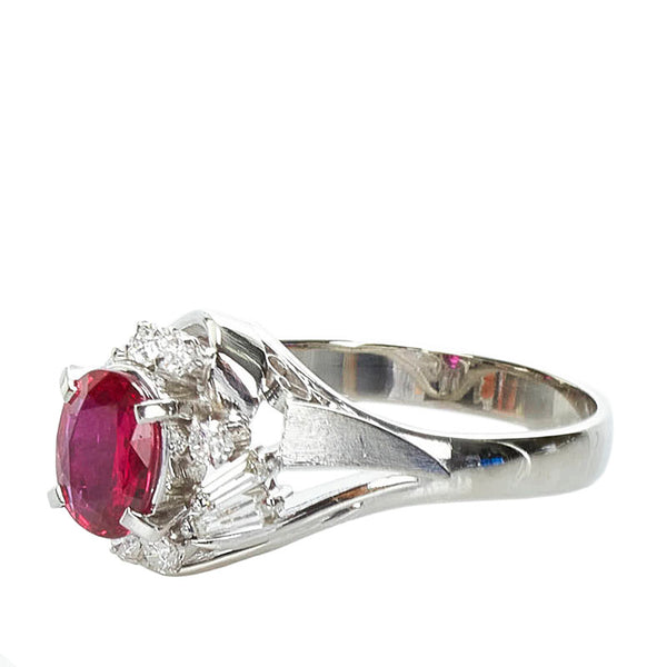 Pt900 プラチナ ルビー0.88ct ダイヤ0.31ct リング 指輪 レディース 13号 【中古】