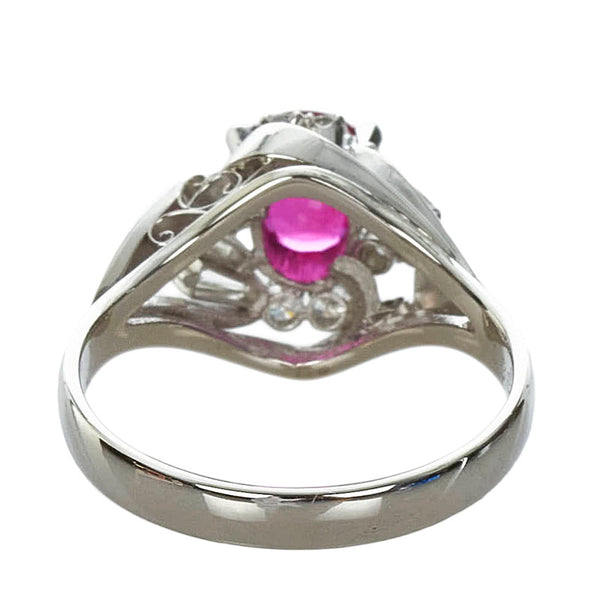 Pt900 プラチナ ルビー0.88ct ダイヤ0.31ct リング 指輪 レディース 13号 【中古】