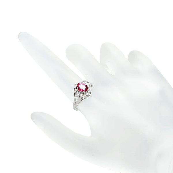 Pt900 プラチナ ルビー0.88ct ダイヤ0.31ct リング 指輪 レディース 13号 【中古】
