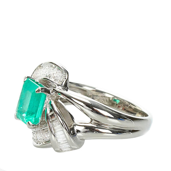 ノーブランド Pt900 プラチナ エメラルド1.37ct ダイヤ0.26ct リング 指輪 レディース no brand 10.5号 【中古】
