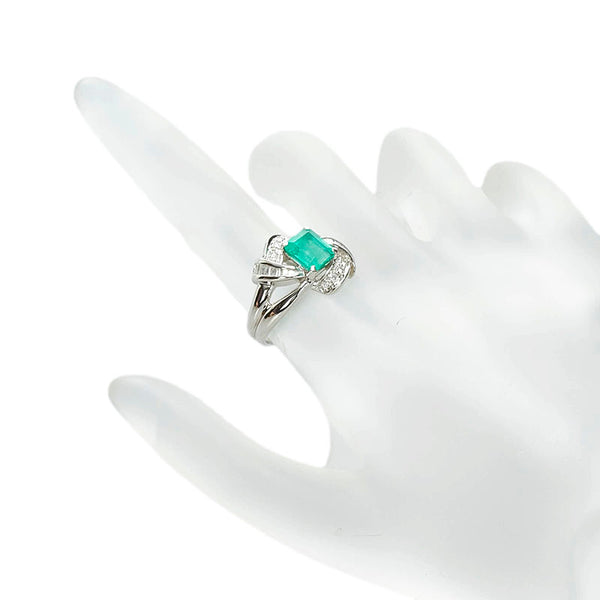 ノーブランド Pt900 プラチナ エメラルド1.37ct ダイヤ0.26ct リング 指輪 レディース no brand 10.5号 【中古】