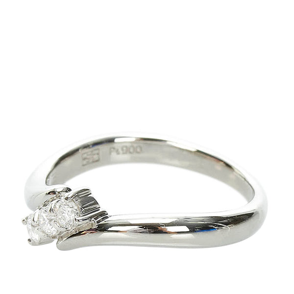 Pt900 プラチナ ダイヤ0.13ct リング 指輪 レディース 9.5号 【中古】