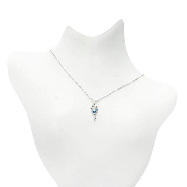 スタージュエリー K10WG ホワイトゴールド ブルートパーズ ダイヤ0.01ct ネックレス ペンダント レディース STAR JEWELRY 【中古】