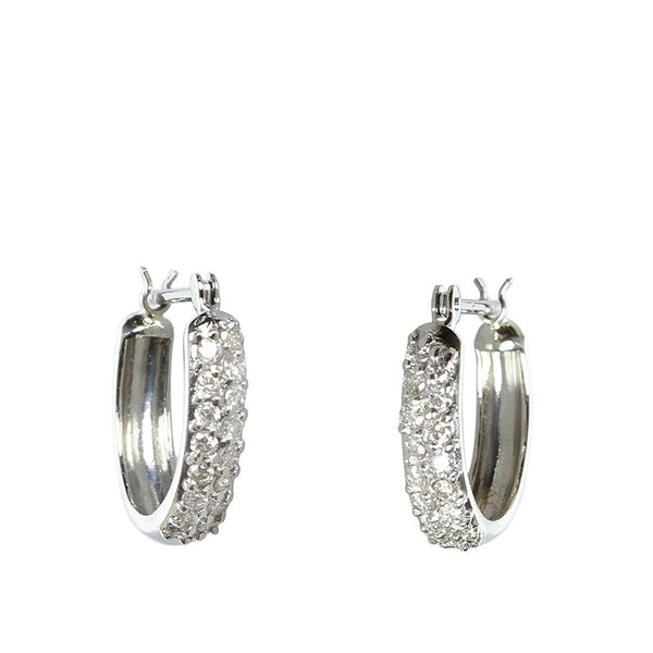 Pt900 プラチナ ダイヤ0.30ct フープ ピアス レディース 【中古】