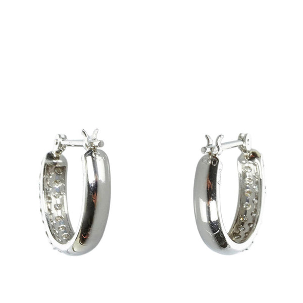 Pt900 プラチナ ダイヤ0.30ct フープ ピアス レディース 【中古】