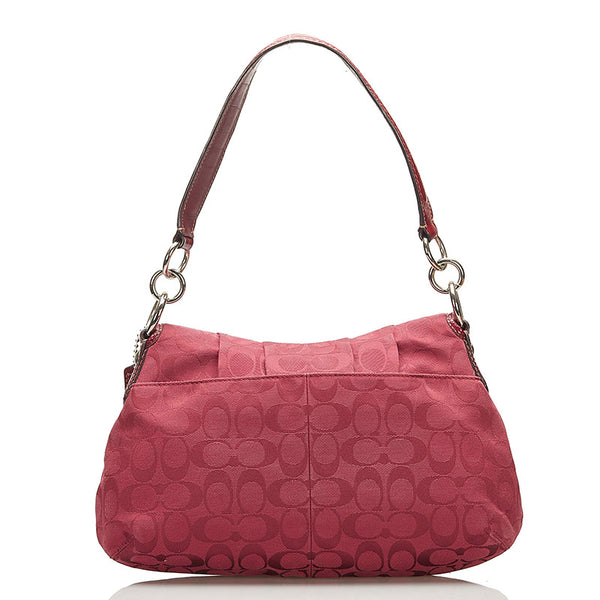 コーチ シグネチャー ワンショルダー F17093 ボルドー キャンバス パテントレザー レディース COACH 【中古】