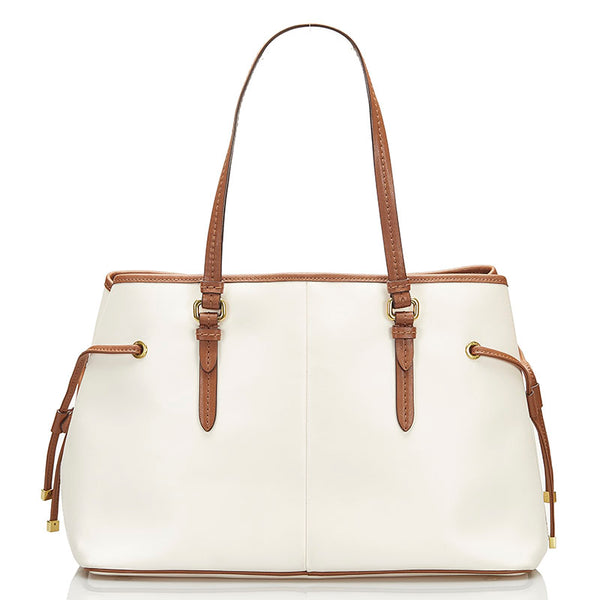 コーチ ペイトン ドローストリング キャリーオール トートバッグ ハンドバッグ F29362 ホワイト ブラウン レザー レディース COACH 【中古】