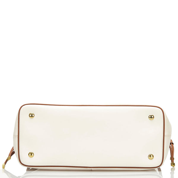 コーチ ペイトン ドローストリング キャリーオール トートバッグ ハンドバッグ F29362 ホワイト ブラウン レザー レディース COACH 【中古】