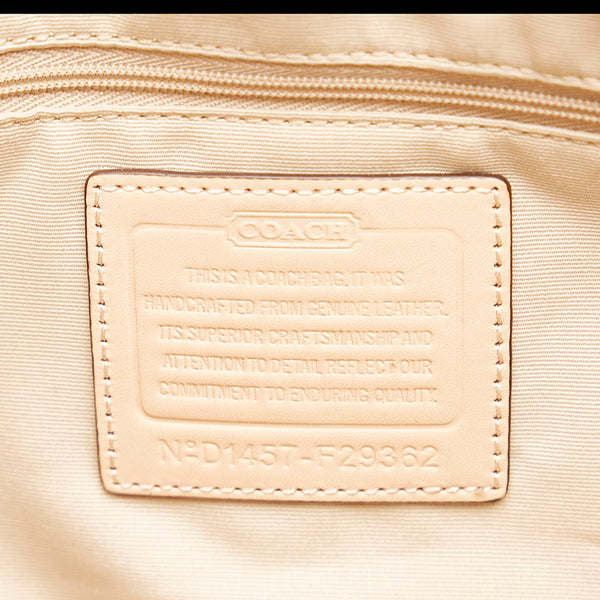 コーチ ペイトン ドローストリング キャリーオール トートバッグ ハンドバッグ F29362 ホワイト ブラウン レザー レディース COACH 【中古】