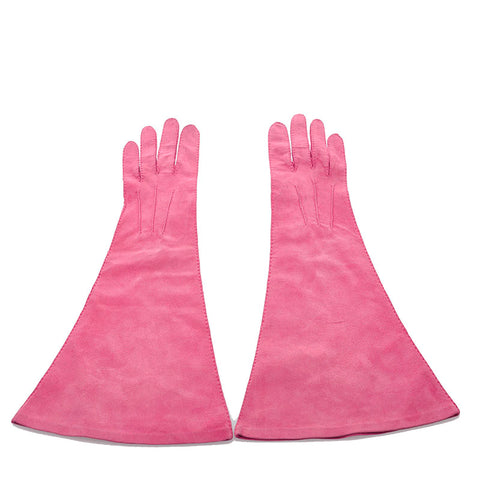 シャネル ココマーク グローブ ピンク スウェード レディース CHANEL 【中古】