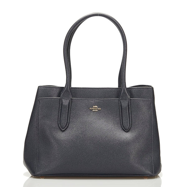 コーチ ベイリー キャリーオール ハンドバッグ 29457 ダークネイビー レザー レディース COACH 【中古】
