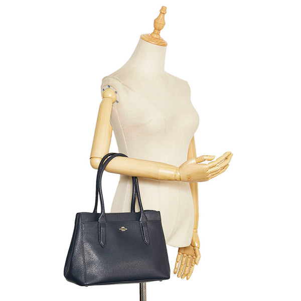 コーチ ベイリー キャリーオール ハンドバッグ 29457 ダークネイビー レザー レディース COACH 【中古】