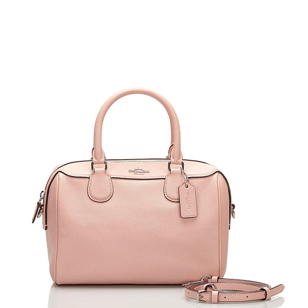 コーチ クロスグレイン ミニ ベネット サッチェル ハンドバッグ ミニボストン ショルダーバッグ 2WAY F32202 ピンク レザー レディース COACH 【中古】