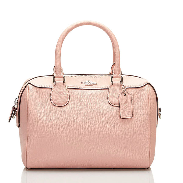 コーチ クロスグレイン ミニ ベネット サッチェル ハンドバッグ ミニボストン ショルダーバッグ 2WAY F32202 ピンク レザー レディース COACH 【中古】