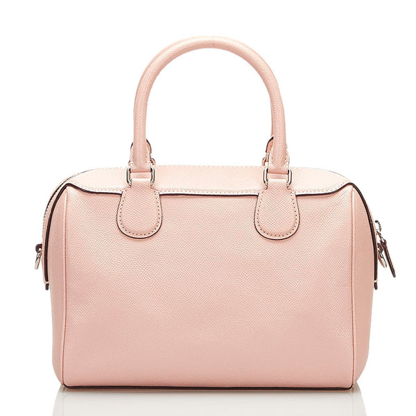 コーチ クロスグレイン ミニ ベネット サッチェル ハンドバッグ ミニボストン ショルダーバッグ 2WAY F32202 ピンク レザー レディース COACH 【中古】