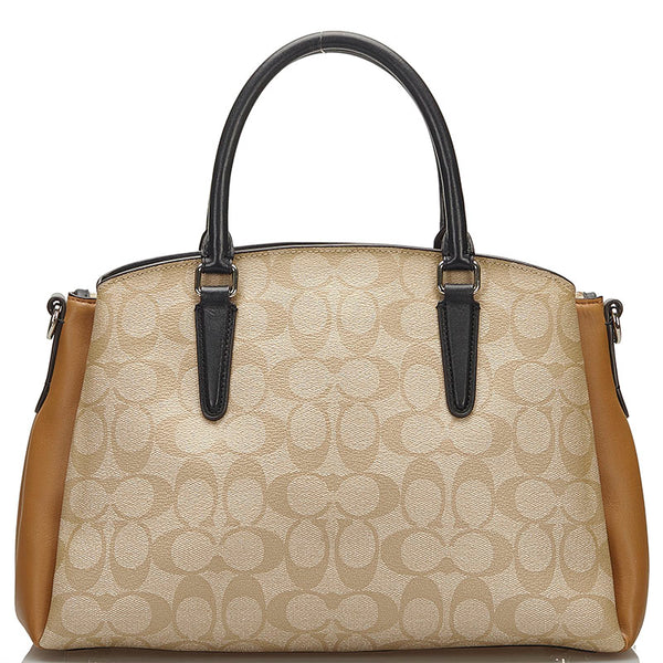 コーチ シグネチャー ハンドバッグ ショルダーバッグ 2WAY ベージュ レザー レディース COACH 【中古】
