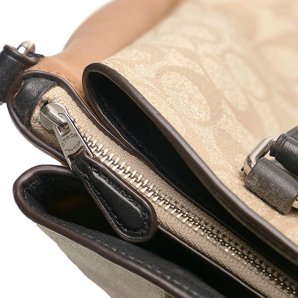 コーチ シグネチャー ハンドバッグ ショルダーバッグ 2WAY ベージュ レザー レディース COACH 【中古】