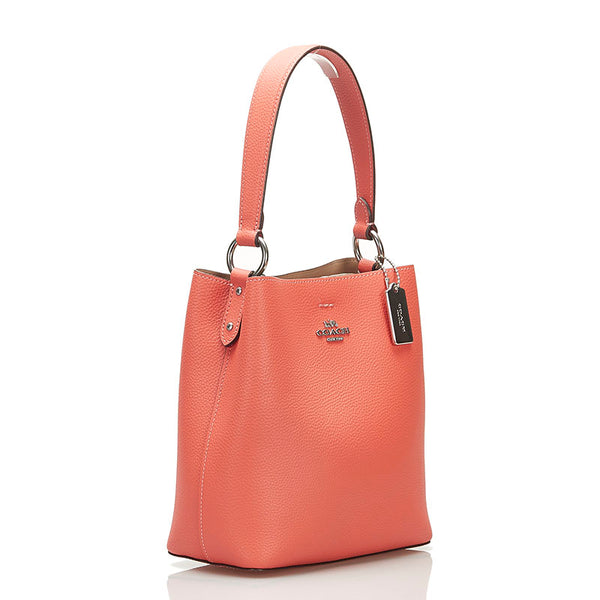 コーチ バケットバッグ ハンドバッグ ショルダーバッグ 2WAY L2080 1011 サーモンピンク レザー レディース COACH 【中古】