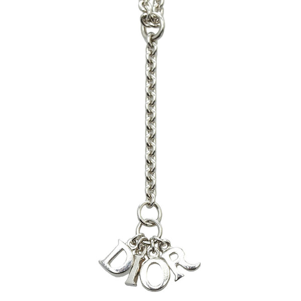 ディオール ロゴ ネックレス ペンダント シルバー メタル レディース Dior 【中古】
