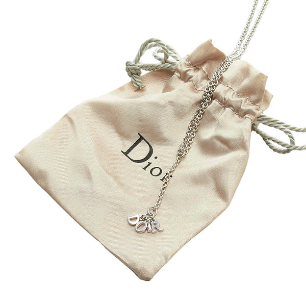 ディオール ロゴ ネックレス ペンダント シルバー メタル レディース Dior 【中古】