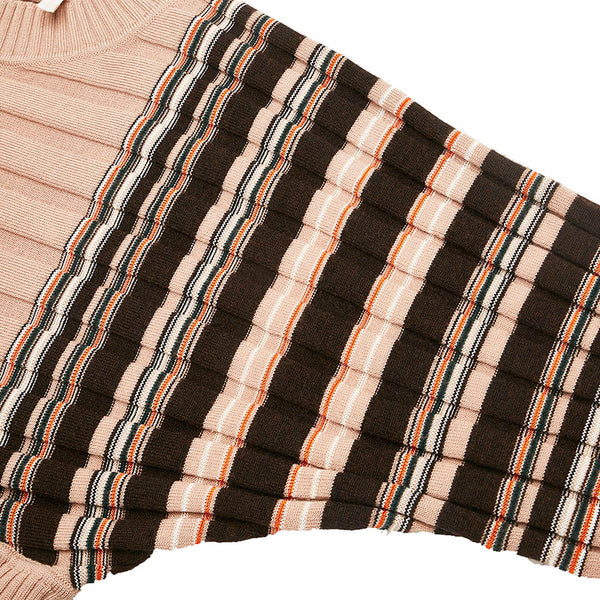 クロエ ストライプ 五分袖 ニット ピンク ウール ビスコース レディース Chloe 【中古】