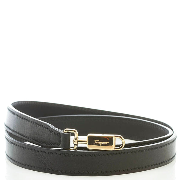 サルヴァトーレフェラガモ ゴールド金具 ショルダーストラップ ブラック レザー レディース Salvatore Ferragamo 【中古】