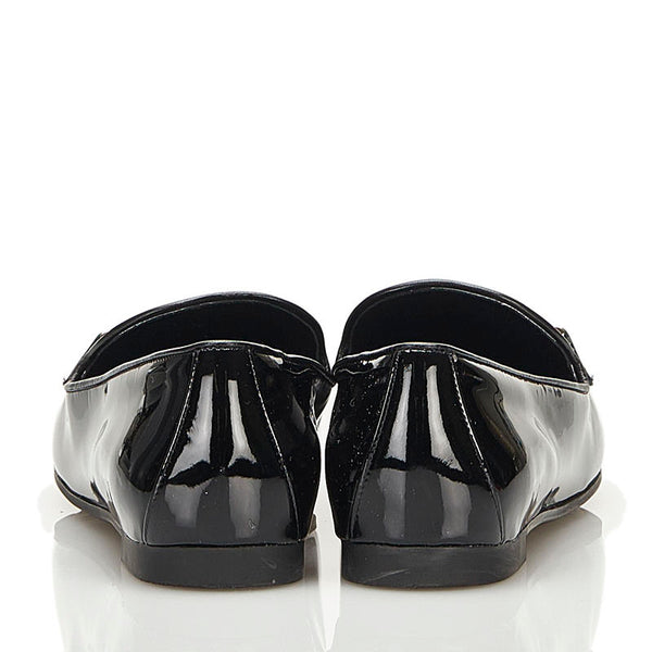 サルヴァトーレフェラガモ ガンチーニ ローファー ブラック シルバー エナメル レディース Salvatore Ferragamo 【中古】