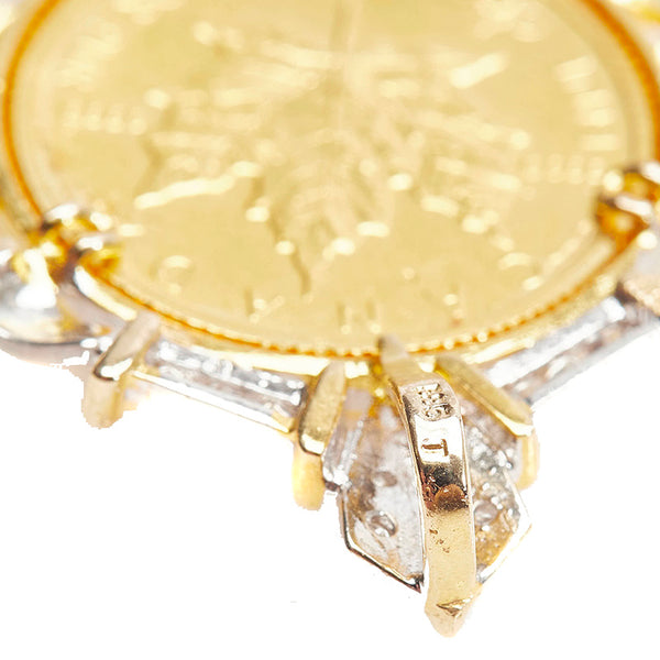 K24 ゴールド K14 ゴールド ダイヤ メイプルリーフ金貨 1/4OZ ペンダントトップ レディース 【中古】