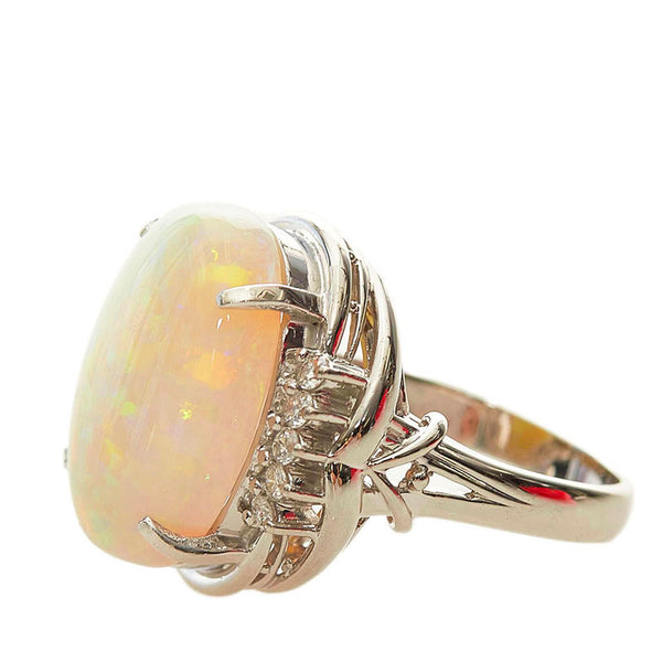 Pt900 プラチナ オパール7.44ct ダイヤ0.23ct カボション リング 指輪 レディース 9.5号 【中古】