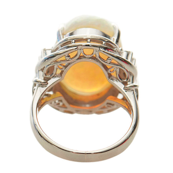Pt900 プラチナ オパール7.44ct ダイヤ0.23ct カボション リング 指輪 レディース 9.5号 【中古】