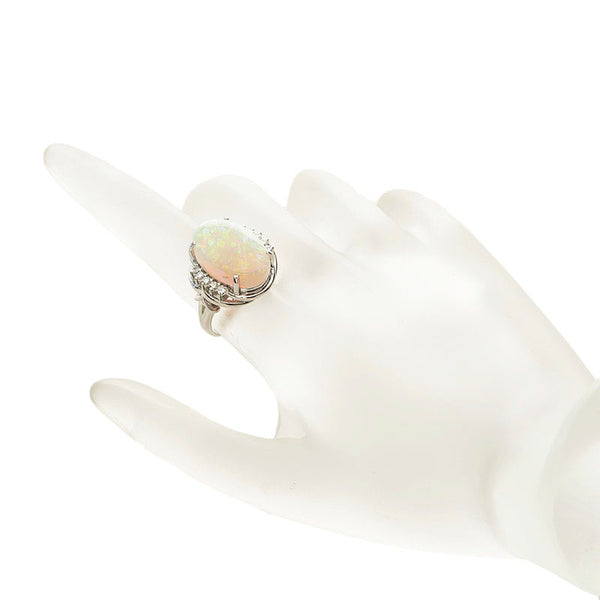 Pt900 プラチナ オパール7.44ct ダイヤ0.23ct カボション リング 指輪 レディース 9.5号 【中古】