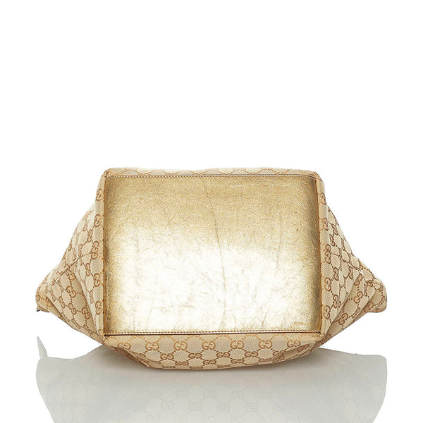 グッチ GGキャンバス シェリーライン トートバッグ 131230 ゴールド ピンク キャンバス レザー レディース GUCCI 【中古】