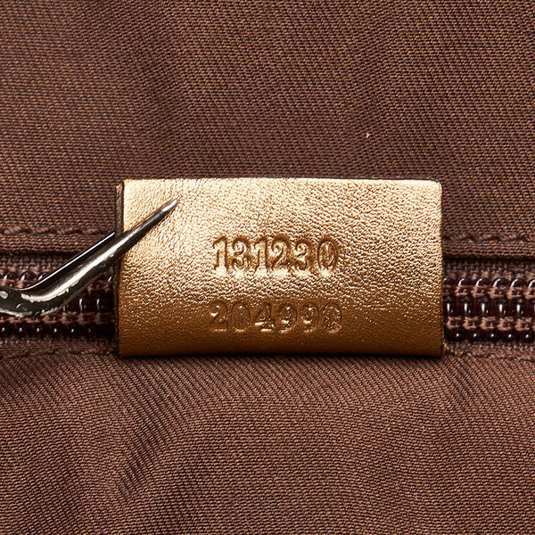 グッチ GGキャンバス シェリーライン トートバッグ 131230 ゴールド ピンク キャンバス レザー レディース GUCCI 【中古】