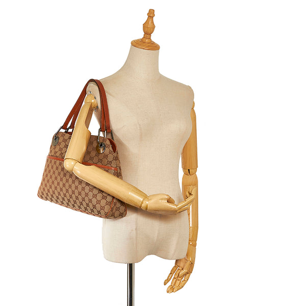 グッチ GGキャンバス ショルダーバッグ 121023 ベージュ キャンバス レザー レディース GUCCI 【中古】