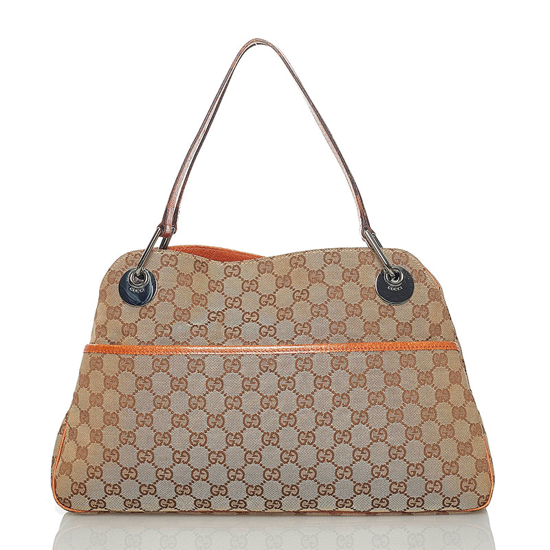 グッチ GGキャンバス ショルダーバッグ 121023 ベージュ キャンバス レザー レディース GUCCI 【中古】