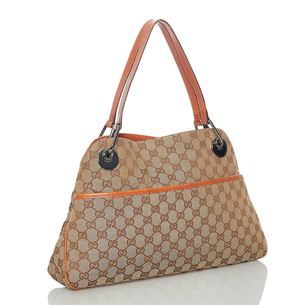 グッチ GGキャンバス ショルダーバッグ 121023 ベージュ キャンバス レザー レディース GUCCI 【中古】