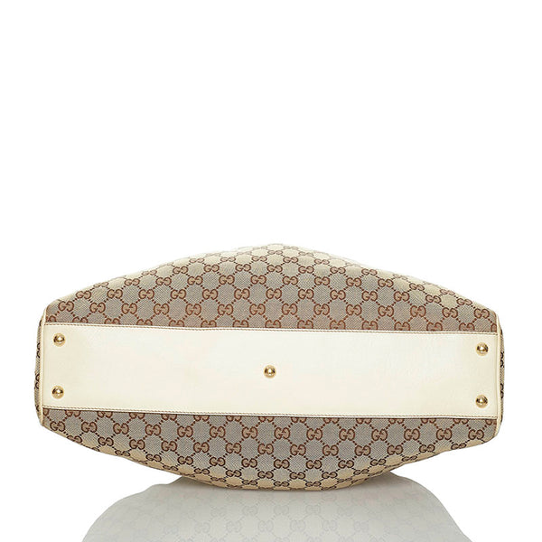 グッチ GGキャンバス タッセル トートバッグ ショルダーバッグ 170206 ベージュ ホワイト キャンバス レザー レディース GUCCI 【中古】