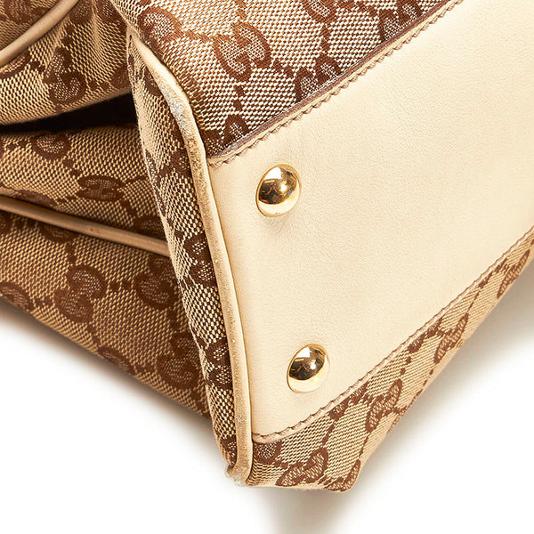 グッチ GGキャンバス タッセル トートバッグ ショルダーバッグ 170206 ベージュ ホワイト キャンバス レザー レディース GUCCI 【中古】