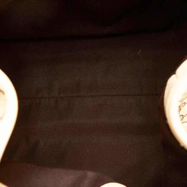 グッチ GGキャンバス タッセル トートバッグ ショルダーバッグ 170206 ベージュ ホワイト キャンバス レザー レディース GUCCI 【中古】