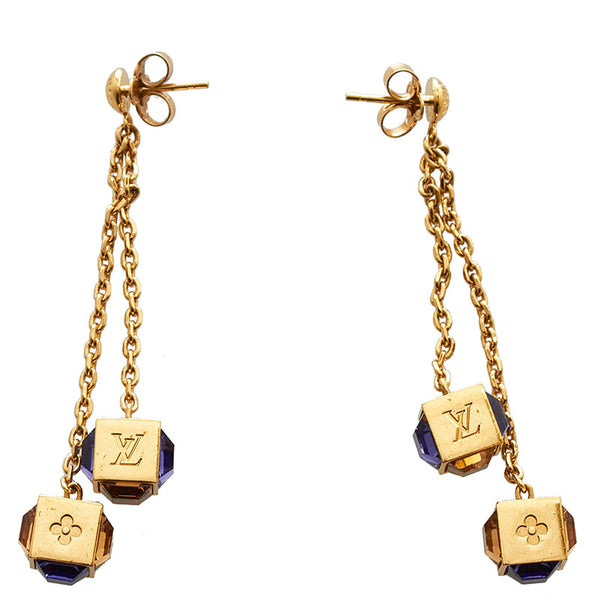 ルイ ヴィトン ブークルドレイユ バンダンギャンブル ピアス M66059 ゴールド パープル メッキ レディース LOUIS VUITTON 【中古】