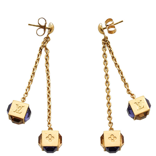 ルイ ヴィトン ブークルドレイユ バンダンギャンブル ピアス M66059 ゴールド パープル メッキ レディース LOUIS VUITTON 【中古】